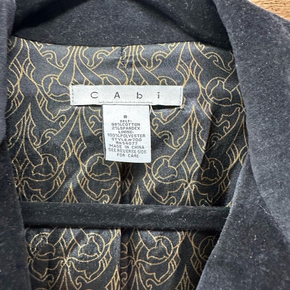 CAbi Antoinette Paris Black Velvet Embroidered Coat Women’s Size 8 - Picture 4 of 7